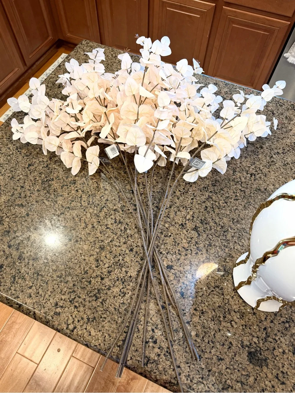 Sullivans Faux Eucalyptus Stems Set of 8 Ivory 35.5” NWT